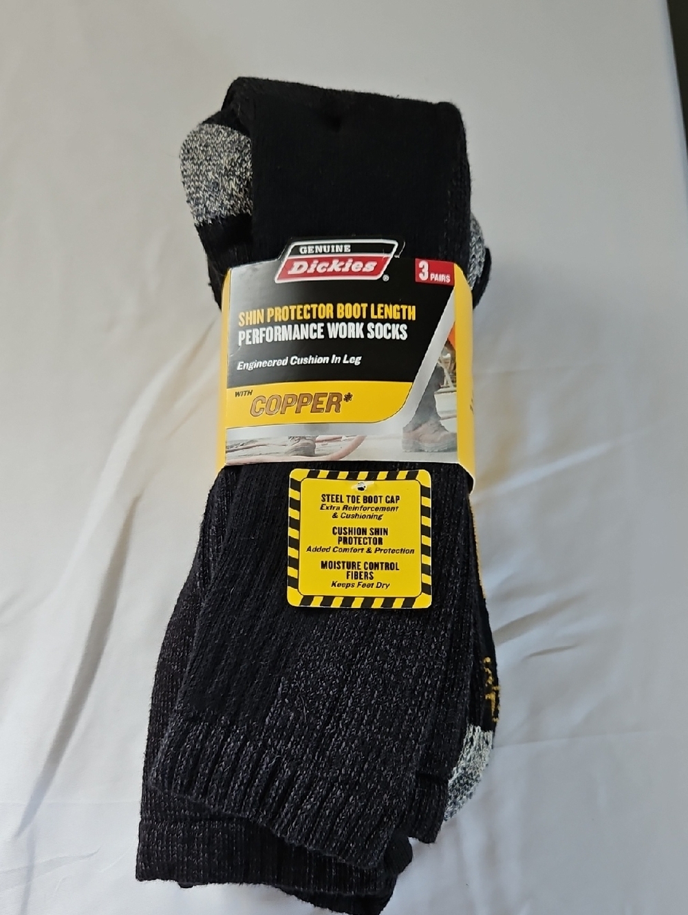 Dickies Black and Gray Work Boot Socks - 3 Pack